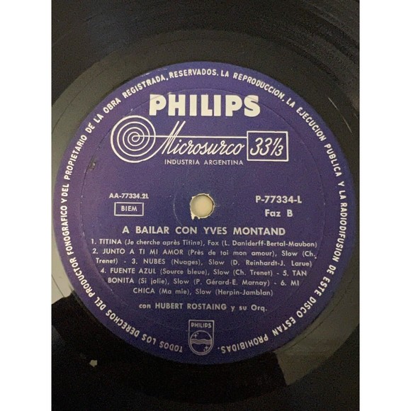 A Bailar Con Yves Montand LP Philips 77334 VG Argentina - Picture 9 of 9